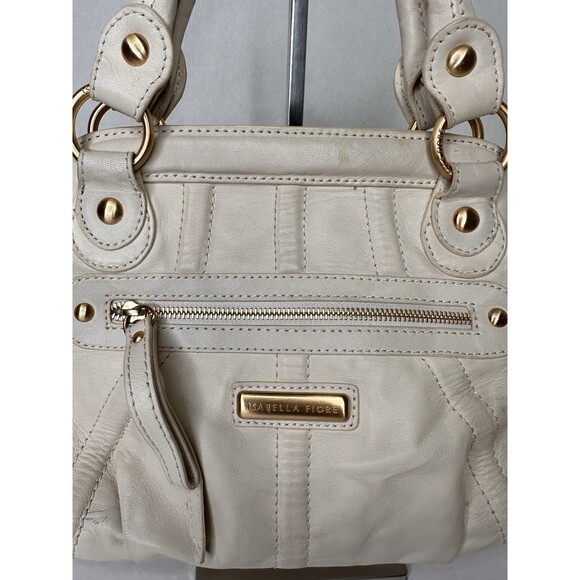 Rare Y2K Isabella Fiore  Leather Handbag Satchel Cream Ruffle Detail Gorgeous - Picture 5 of 14